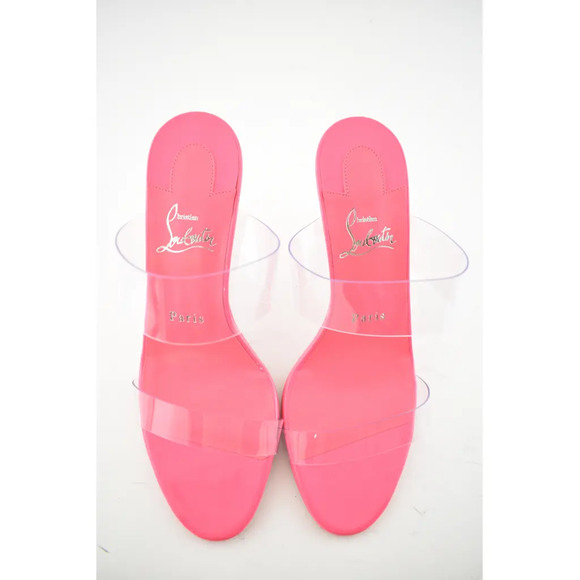 Christian Louboutin Just Nothing 85 Pink Patent PVC Sandal Mule Heel Pump 36.5 - Picture 7 of 12